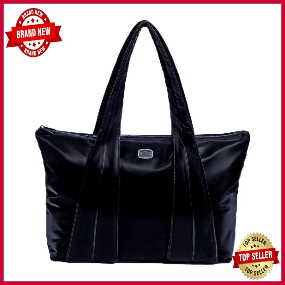 Large Nylon Tote Bag with Laptop Sleeve & Multiple Pockets